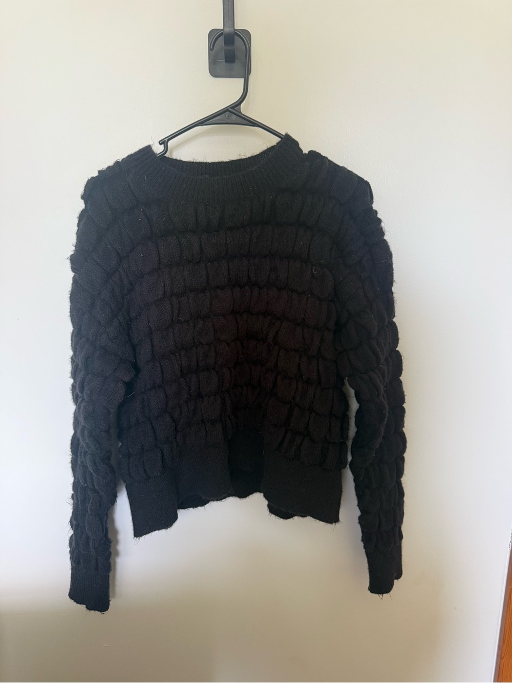 Black Women's Textured Knit Sweater